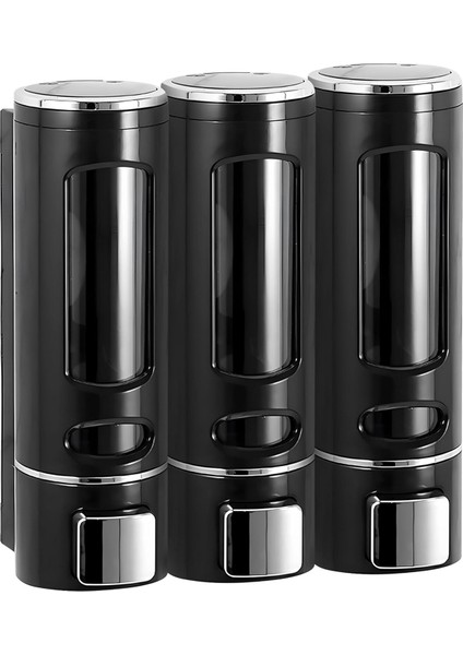 Vıvo 3 Adet Siyah 400 ml El Dezenfektanı Sabunluk Manuel Şampuan Sıvı Tutucu Banyo Mutfak Lavabo V-52