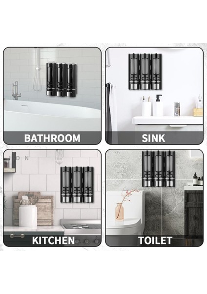 Vıvo 3 Adet Siyah 400 ml El Dezenfektanı Sabunluk Manuel Şampuan Sıvı Tutucu Banyo Mutfak Lavabo V-52 fırsatları