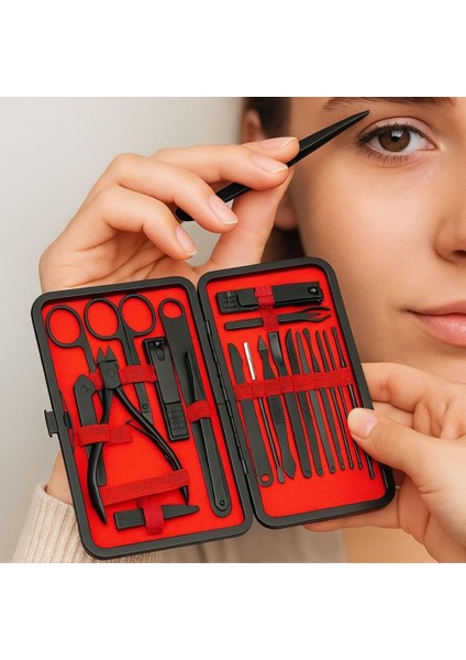 24 Parça Kendiliğinden Deri Çantalı Seyahat Tipi Manikür Pedikür Seti fiyatları