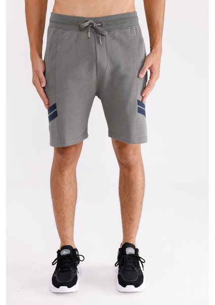 Çift Şerit Bant Detaylı Bağcıklı Yan Cepli Süper Koton Rahat Kalıp Şort