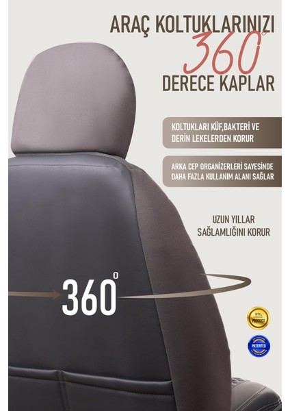 Opel Vectra C Uyumlu Deri Oto Koltuk Kılıfı 5 Li Tam Set Revo Füme modelleri