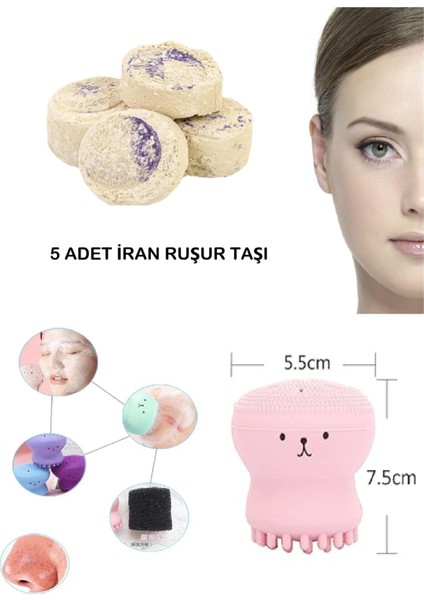 5 Adet Ruşur Taşı Mini Surat Figürlü Yüz Temizleme Silikonu