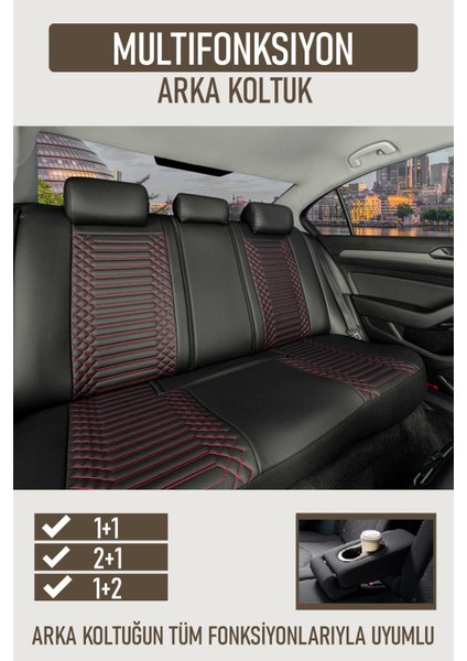 Nissan Country Uyumlu Deri Oto Koltuk Kılıfı 5 Li Tam Set Revo Siyah-Kırmızı fiyatları