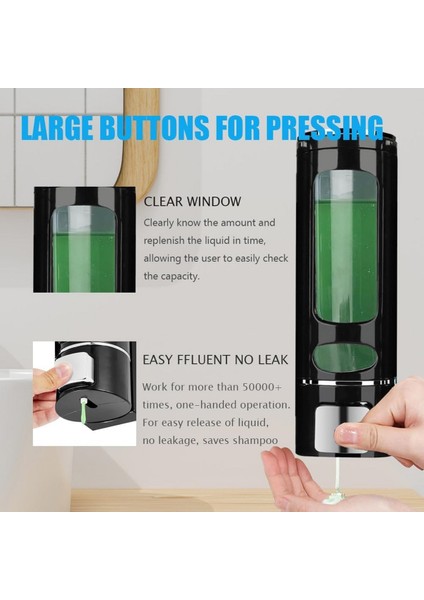 Vıvo 1 Adet Siyah 400 ml Manuel Şampuan Sıvı Tutucu Banyo, Mutfak, Lavabo, Dezenfektanı Sabunluk V-52 modelleri