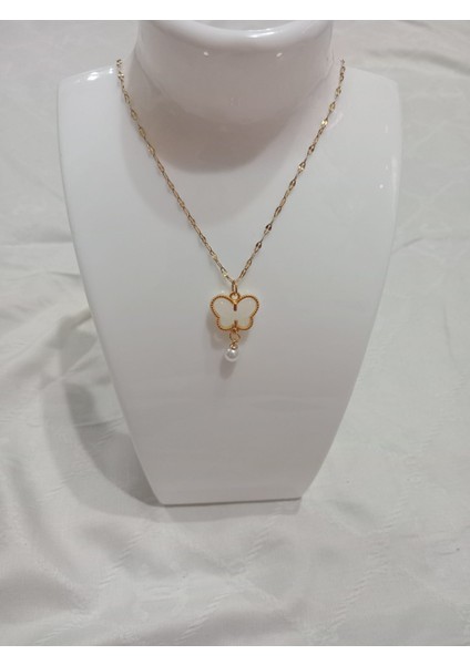 Kelebek Kolye Inci Uçlu