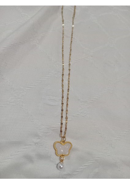 Kelebek Kolye Inci Uçlu