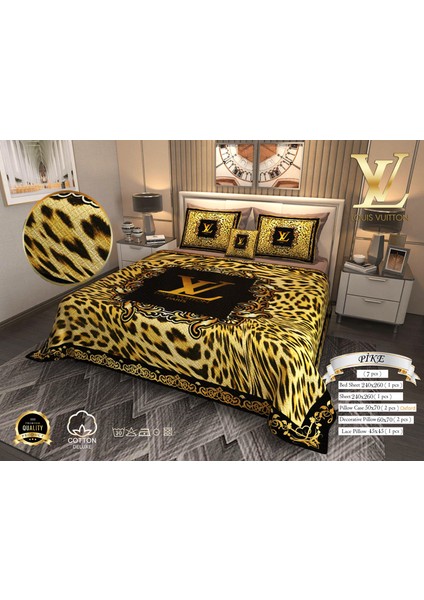 Çift Kişilik Pike Takımı Pamuklu Kumaş Jakar Dokuma Kapitone Dikişli 3D Dijital Baskılı 7 Parça-Lüks Duvet Cover Set Model fiyatları