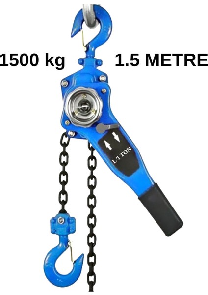 Hubzug 1.5 Ton Zincirli El Vinci 1500 kg Kaldırma Kapasiteli Çelik Zincirli Vinç 1.5 M Yükseklik