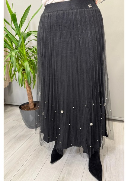 Tül Detaylı Etek Siyah 26KGSETK5343