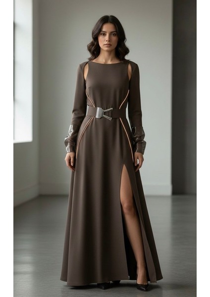 Kahve Rengi Taşlanmış Keten Kumaş Çift En 150 cm Elbise Etek Gömlek Ceken Pantolon Takım Giyim