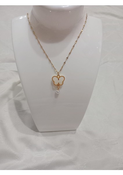 Kelebek Kolye Inci Uçlu