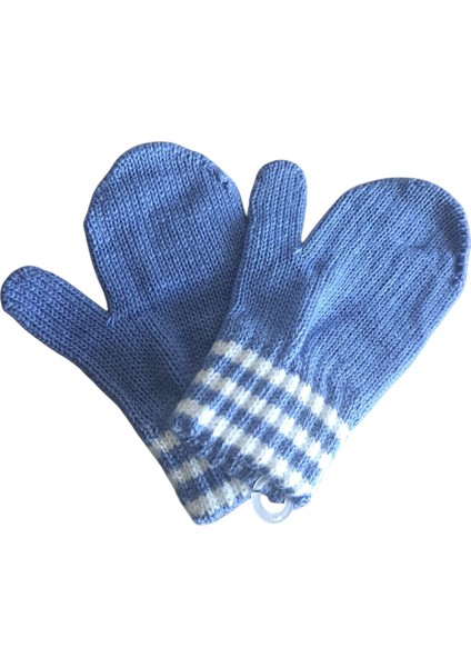 Parmaksız Erkek Bebe Eldiveni Mavi Örgü Eldiven 0-3 Yaş indirimleri