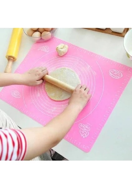 Mor Büyük Boy Silikon Hamur Açma Matı Ölçülü Çok Amaçlı Hamur Matı / Örtüsü 40X50 cm