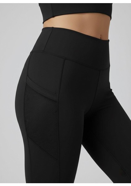 Kadın Fileli Cep Detay Karyoka Dikişli Siyah Renk Dalgıç Tayt fiyatları