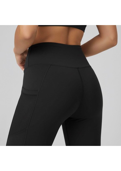 Kadın Fileli Cep Detay Karyoka Dikişli Siyah Renk Dalgıç Tayt modelleri