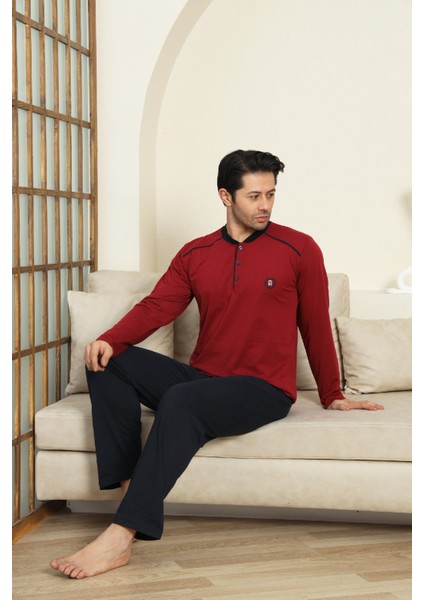 Erkek %100 Pamuklu Pijama Takımı-3 DÜĞMELI-12440 fiyatları