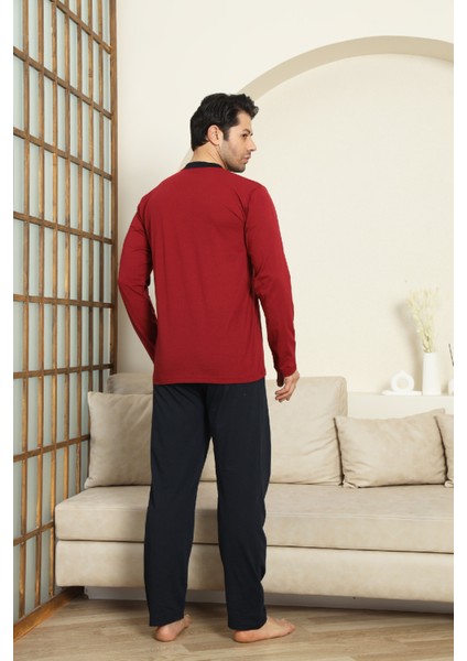 Erkek %100 Pamuklu Pijama Takımı-3 DÜĞMELI-12440 fırsatları