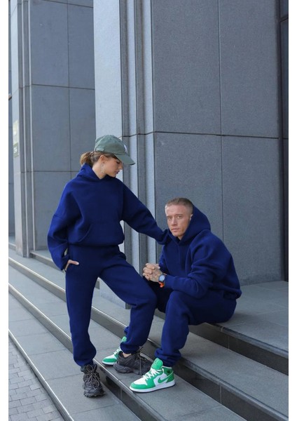 Kadın Erkek Çiftlere Özel 3 Iplik Kalın Oversize Kapüşonlu Eşofman Takımı – Tekli fiyatları