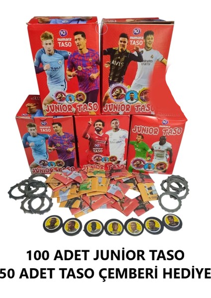 Junior Taso Futbolcu Tasoları 42 Adet Taso + 14 Taso Çemberi Futbol Oyunu Hediye Paketinde