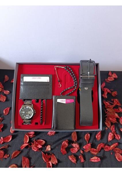 siyah renk erkek kol saati set