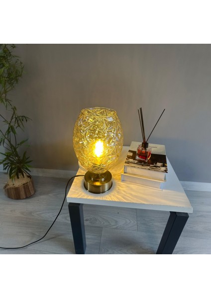 Veltro Cam Bal Rengi Y Piramit Masa Lambası Dekoratif Masaüstü Aydınlatma Hol Abajur Başucu Lamba modelleri