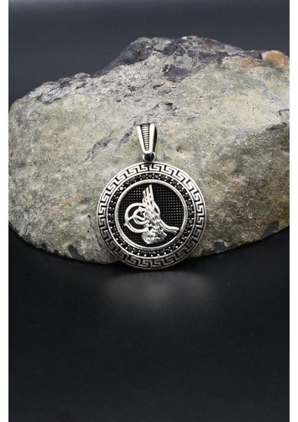 Kolye Ucu Osmanlı Tuğralı Grek Desenli 925 Ayar Gümüş 902410 modelleri