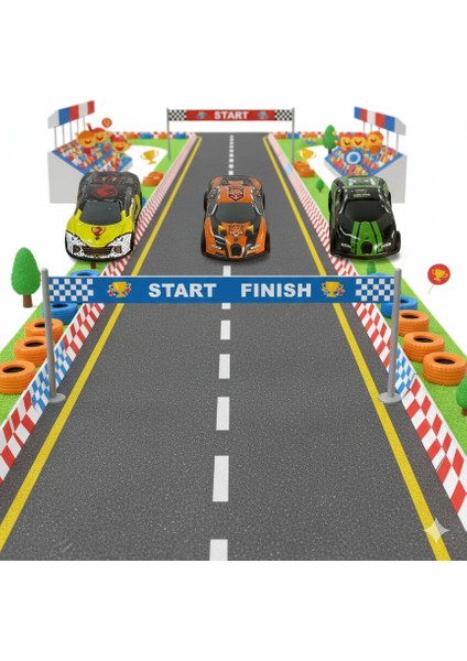 3'lü Süper Arabalar Seti Oyuncak Yarış Arabaları