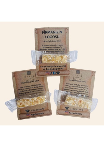100 Adet / 1 kg Fal Sargılı Duble Fındıklı Lokum | Özel Fal Mesajlı, Hijyenik Paketli Ikramlık Lokum