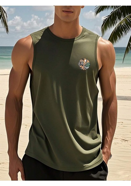 Paradise Baskılı Rahat ve Şık Tasarıma Sahip Kolsuz Erkek T-Shirtü fiyatları