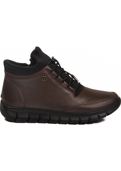 Kahve Hakiki Deri Içi Polarlı Kaymaz Fermuarlı Kadın Bot 3615 Z fiyatları
