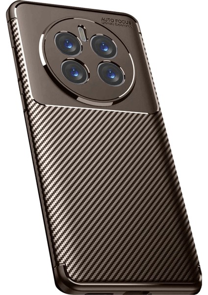 Buğz Realme 12 Pro Plus Kılıf Auto Focus Karbon Kapak - Kahverengi