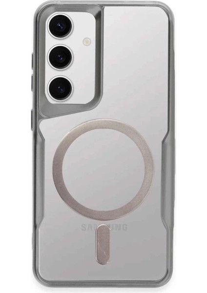 Buğz Samsung Galaxy S24 Kılıf Boyi Magsafe Silikon Kapak - Gümüş