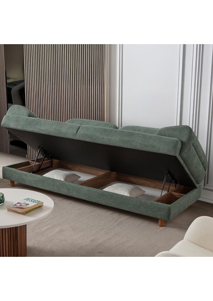 Lizbon Yataklı Sandıklı Koltuk Takımı 3+1 Yeşil modelleri