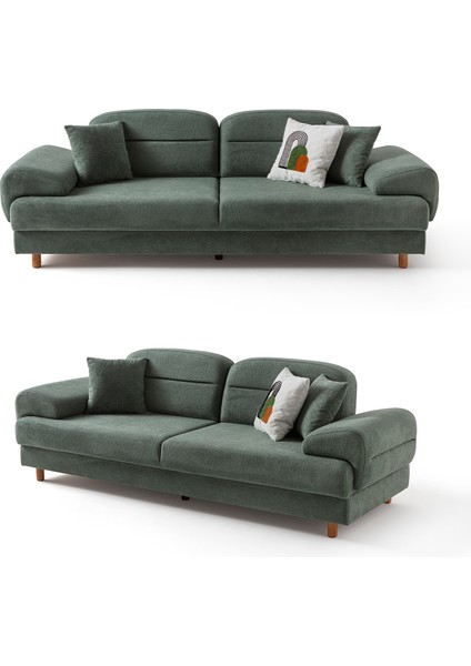 Lizbon Yataklı Sandıklı Koltuk Takımı 3+1 Yeşil