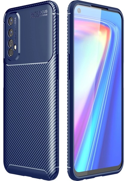 Buğz Realme 7 Kılıf Auto Focus Karbon Kapak - Lacivert