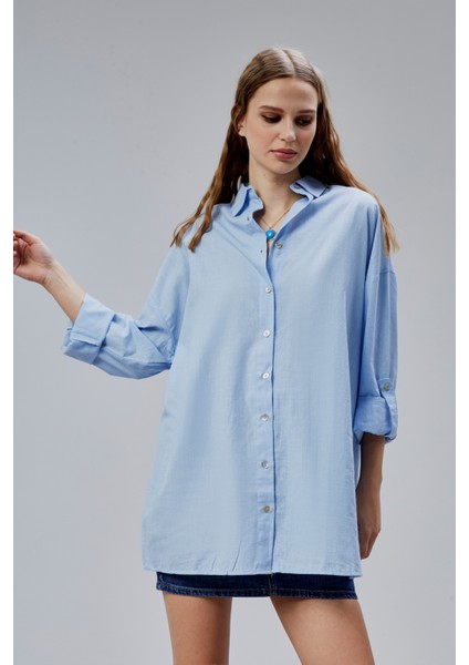 Kadın Apoletli Katlamalı Uzun Kol Oversize Gömlek modelleri