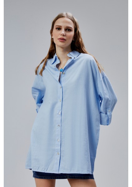 Kadın Apoletli Katlamalı Uzun Kol Oversize Gömlek fırsatları