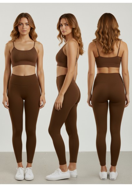 Kadın Yüksek Bel Dalgıç Kumaş Toparlayıcı Spor Tayt