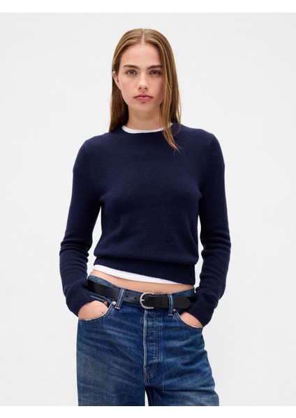 Kadın Lacivert Cashsoft Bisiklet Yaka Kazak