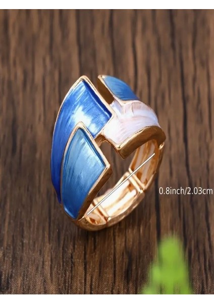 18K Altın Kaplama Geometrik Geniş Bantlı Esnek Yüzük fiyatları