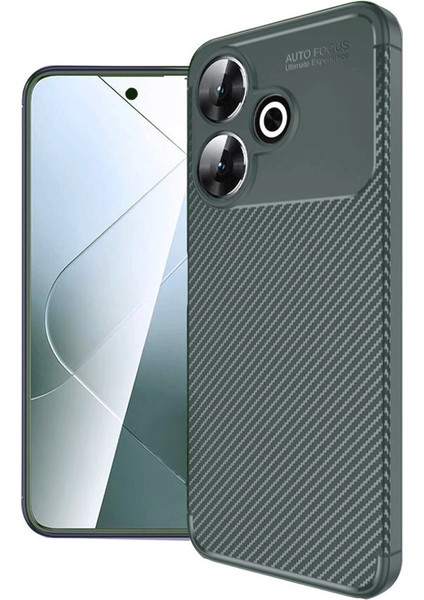 Buğz Xiaomi Redmi 13 4g Kılıf Auto Focus Karbon Kapak - Koyu Yeşil