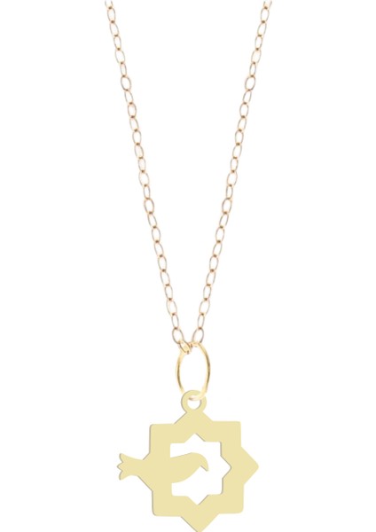 14 Ayar Altın Plakalı Özel Kuş Figürlü Sevgililer Günü Hediyesine Özel Altın KOLYE-836