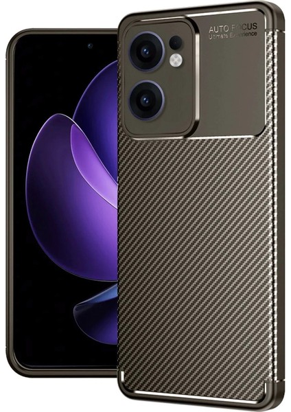 Buğz Oppo Reno 13F Kılıf Auto Focus Karbon Kapak - Kahverengi