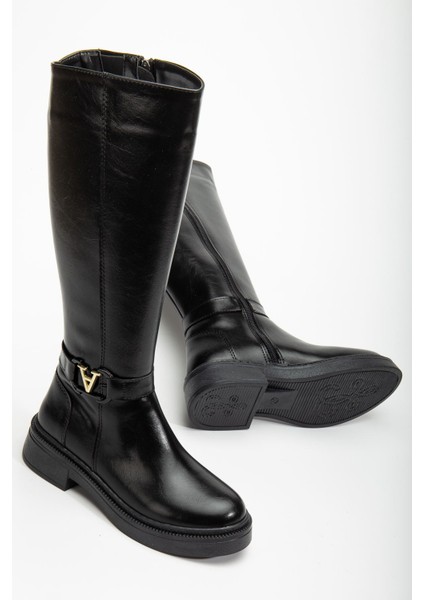 Kadın Siyah Parlak Cilt Toka Detaylı Çizme fiyatları