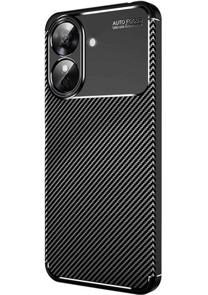 Buğz Realme Note 60 Kılıf Auto Focus Karbon Kapak - Siyah