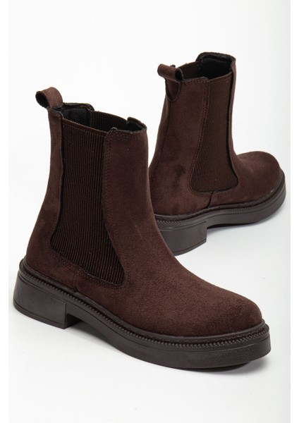 Kadın Lastikli Günlük Kahverengi Süet Kalın Tabanlı Bot fiyatları