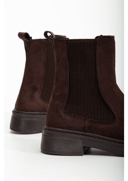 Kadın Lastikli Günlük Kahverengi Süet Kalın Tabanlı Bot modelleri
