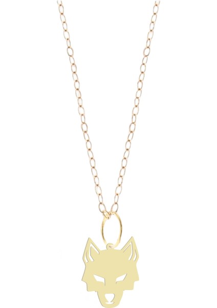 Altın Plakalı 14 Ayar Kurt Motifli Yıl Dönümü Hediyesine Özel Altın KOLYE-827