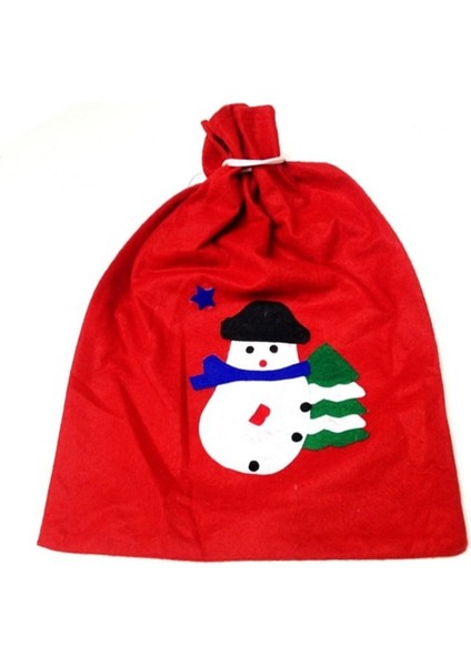 1 Adet Yılbaşı Hediye Dagıtma Çuvalı Kardan Adamlı Dekoratif Noel Baba Hediye Torbası fırsatları