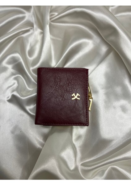 Kadın Bordo Renk Suni Deri Klipsli Cüzdan